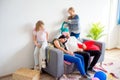 Parents sleeping in a middle of a disorder Royalty Free Stock Photo