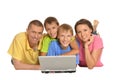 Parents with sons using laptop Royalty Free Stock Photo