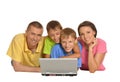 Parents with sons using laptop Royalty Free Stock Photo