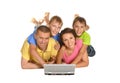 Parents with sons using laptop Royalty Free Stock Photo