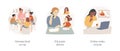 Parents support isolated cartoon vector illustration set.