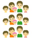Parents and three kids expressions