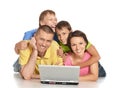 Parents with sons using laptop Royalty Free Stock Photo