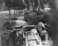 Parents on walk with baby Royalty Free Stock Photo