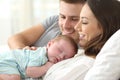 Parents watching their baby sleeping Royalty Free Stock Photo