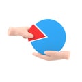 Pareto principle. 20% of efforts give 80% of the result. Market share business. Businessman holding in hand pie chart.