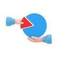 Pareto principle. 20% of efforts give 80% of the result. Market share business. Businessman holding in hand pie chart