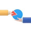 Pareto principle. 20% of efforts give 80% of the result. Market share business. Businessman holding in hand pie chart