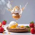 Parfait, frozen layered dessert, ice cream dish Royalty Free Stock Photo