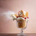 Parfait, frozen layered dessert, ice cream dish Royalty Free Stock Photo