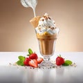 Parfait, frozen layered dessert, ice cream dish Royalty Free Stock Photo