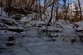 Parfreys Glen State Natural Area in Winter ice covered waterfall Royalty Free Stock Photo