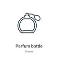 Parfum bottle outline vector icon. Thin line black parfum bottle icon, flat vector simple element illustration from editable Royalty Free Stock Photo