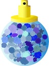 Parfume bottle with blue flowers