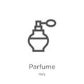 parfume icon vector from italy collection. Thin line parfume outline icon vector illustration. Outline, thin line parfume icon for