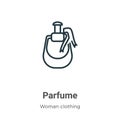 Parfume outline vector icon. Thin line black parfume icon, flat vector simple element illustration from editable woman clothing Royalty Free Stock Photo