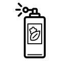 Parfume vector icon. Black body spray illustration on white background. Outline linear beauty and care icon. Royalty Free Stock Photo