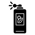 Parfume vector icon. Black body spray illustration on white background. Solid linear beauty and care icon.