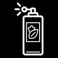 Parfume vector icon. White body spray illustration on black background. Outline linear beauty and care icon. Royalty Free Stock Photo