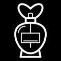 Parfume vector icon. White spray illustration on black background. Outline linear beauty and care icon.