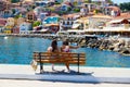 Parga city greek summer tourist resort houses colors