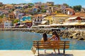 Parga city greek summer tourist resort houses colors