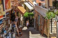 Parga, Epirus - Greece. Narrow alley in the town of Parga, gift shops, souvenirs