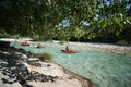 Parga, Greece, July 12 2018, Tourists take rafting lessons on the Acheron River