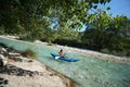 Parga, Greece, July 12 2018, Tourists take rafting lessons on the Acheron River