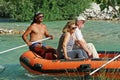 Parga, Greece, July 12 2018, Tourists take rafting lessons on the Acheron River