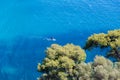 Parga sea island blue among green pine trees greece Royalty Free Stock Photo