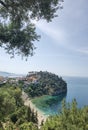 Parga tourist resort in west greece, valtos beach green waters in summer holidays Royalty Free Stock Photo