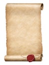 Parhment scroll with wax royal seal Royalty Free Stock Photo