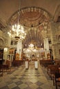 Parikia, Greece, September 16 2018, Interior view of the church of Panagia Ekatontapyliani which is a historic Byzantine church in Royalty Free Stock Photo