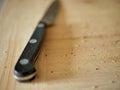Paring Knife on Kitchen Cutting Board Royalty Free Stock Photo