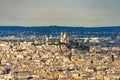 Paris from above with Montmarte Hill - aerial view - CITY OF PARIS, FRANCE - SEPTEMBER 4. 2023