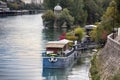 Paris abundance of moored houseboats residential barges