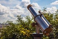 Paris aerial telescope view from Monmartre hill Royalty Free Stock Photo