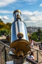 Paris aerial telescope view from Monmartre hill