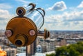 Paris aerial telescope view from Monmartre hill Royalty Free Stock Photo