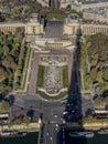 Paris aerial view from Eiffel tower including the Palais de Chaillot