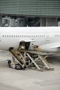 Paris airport landing and loading cargo and passenger Royalty Free Stock Photo
