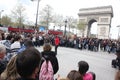 PARIS - APRIL 27:: B-boy doing some breakdance moves in front a