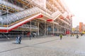 PARIS - APRIL 17, 2023: Centre of Georges Pompidou. View of modern futuristic glass and metal facade with staircase in