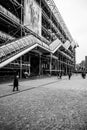 PARIS - APRIL 17, 2023: Centre of Georges Pompidou. View of modern futuristic glass and metal facade with staircase in