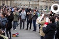 PARIS - APRIL 27: Unidentified musician play before public outdo