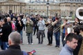 PARIS - APRIL 27: Unidentified musician play before public outdo