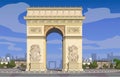 Paris, Arc de Triomphe on the Champs Elysees. Vector.