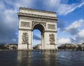 Paris, arc de triomphe, cloudy day Royalty Free Stock Photo