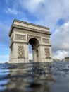 Paris, arc de triomphe, cloudy day Royalty Free Stock Photo